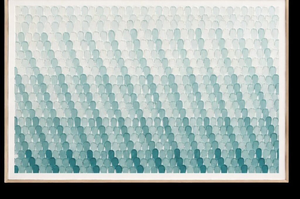 Cuadro Equilibrio en Pétalos de Adriana Fernández, 120 × 80 cm, inspirado en la erosión costera
